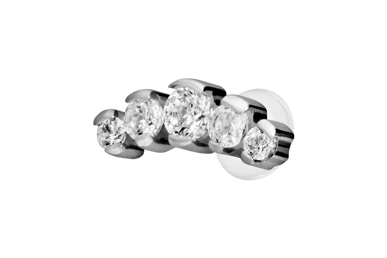 PTFE Labret Piercing mit Innengewinde + Titan-Aufsatz 5 EINGEFASSTE KRISTALLE